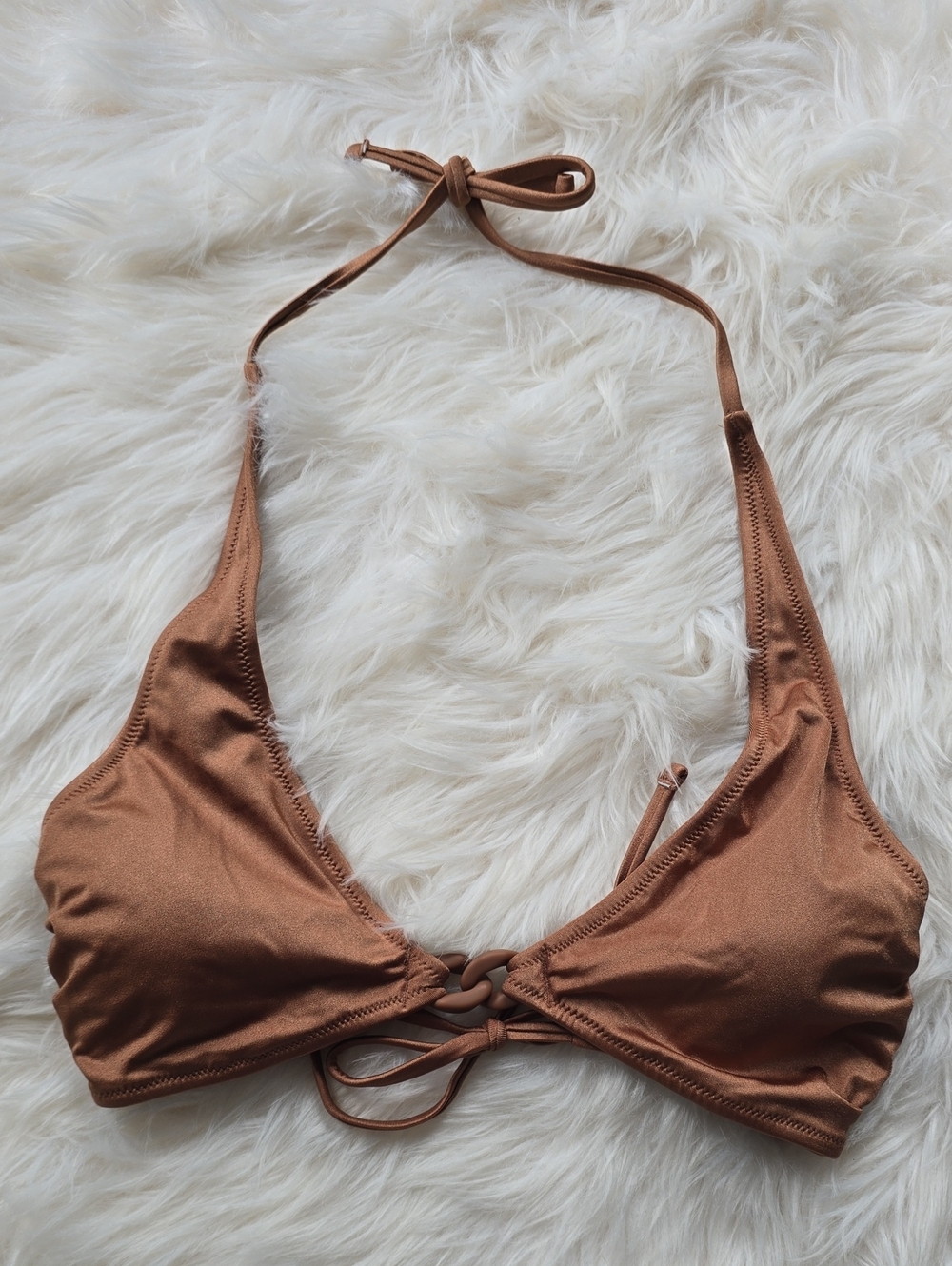 Victoria's Secret Caramel Brown Halter Swim Chain Bikini Top S